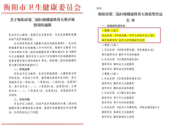 k8凯发天生赢家一触即发健康常识儿童保健知识点厉害！南华医院斩获“衡阳市第二届妇